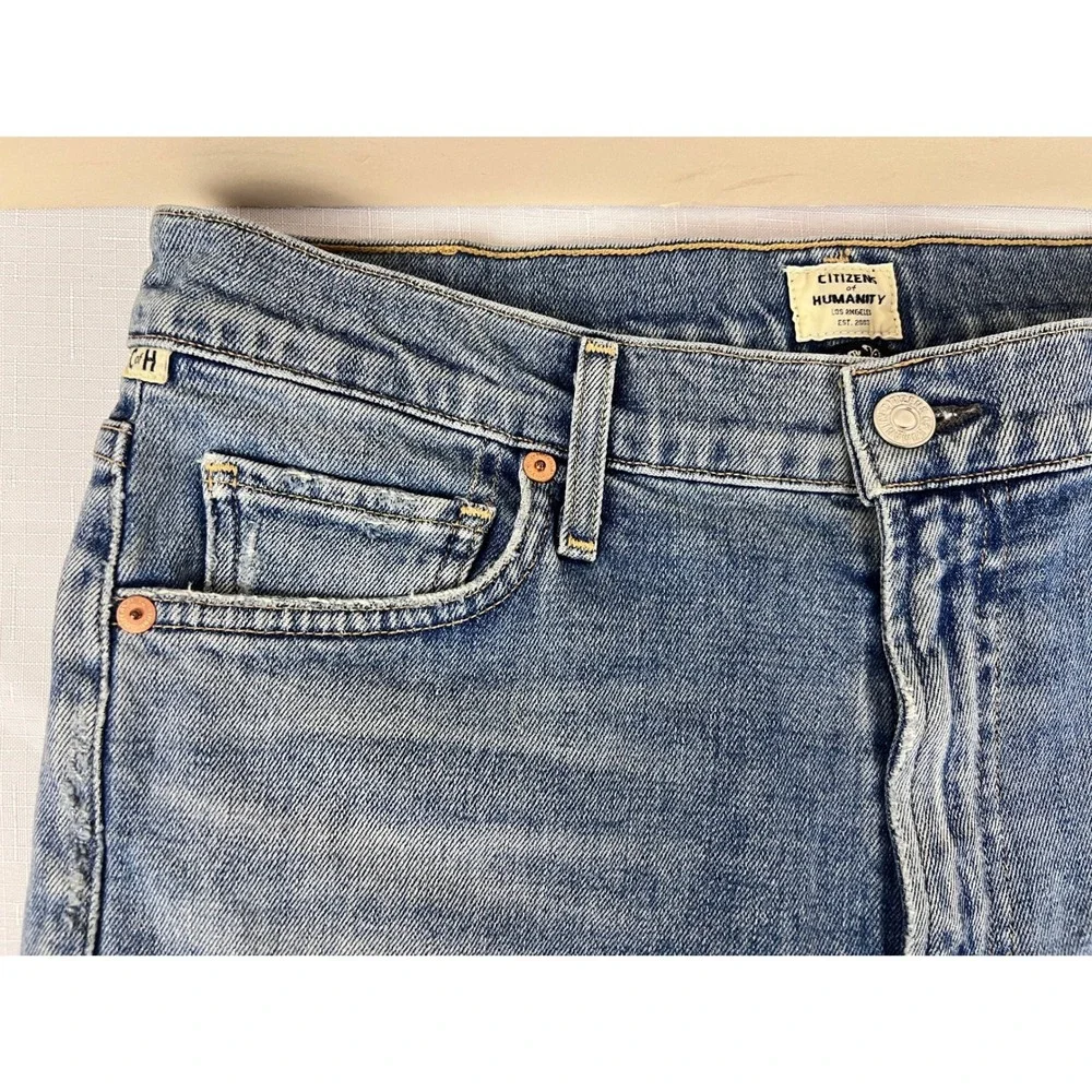 Citizens of Humanity Denim Shorts Womens 28 Blue Excellent Raw Hem Distressed